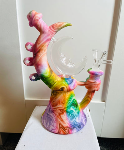 Silicone and Glass Moon Dab Rig/Bong