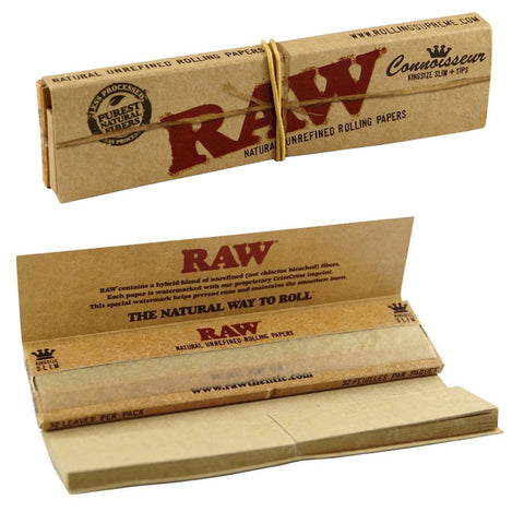 Raw Connoisseur Classic King Size Slim Rolling Papers with Tips
