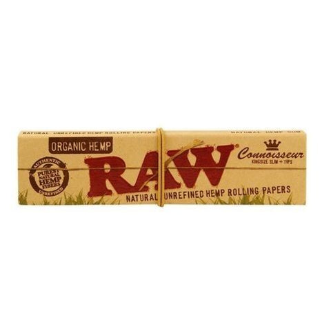 Raw Connoisseur Organic Hemp King Size Slim Rolling Papers with Tips